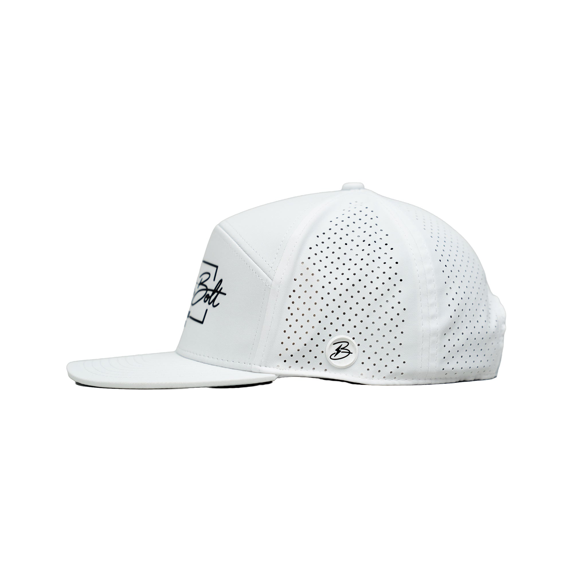 "BRUCE BOLT" Golf Performance Snapback Hat - White- quickbuy