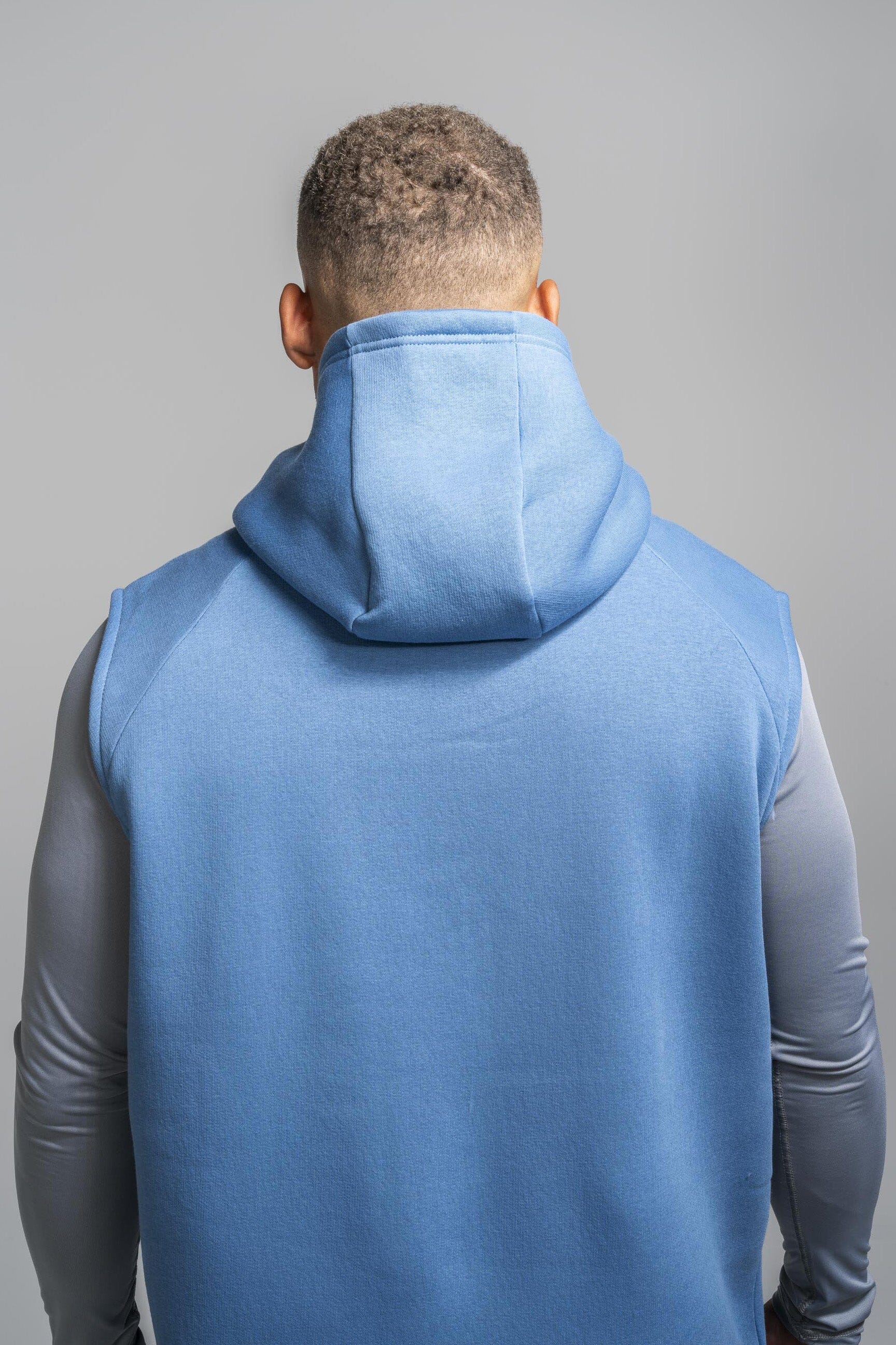 BOLT Sleeveless Hoodie - Baby Blue/Red Bolt- quickbuy