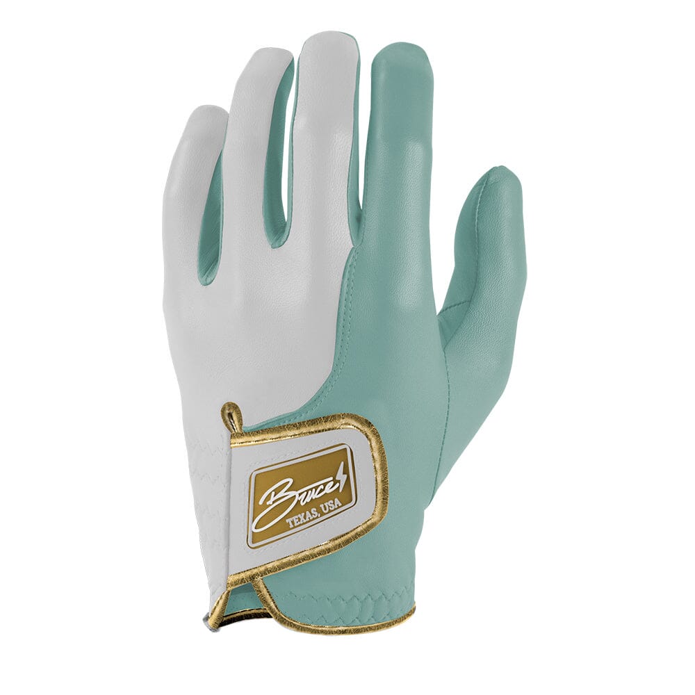 King of JUCO Creator Series Golf Gloves (On Left, 2-Pack) - Mint/Gold- quickbuy