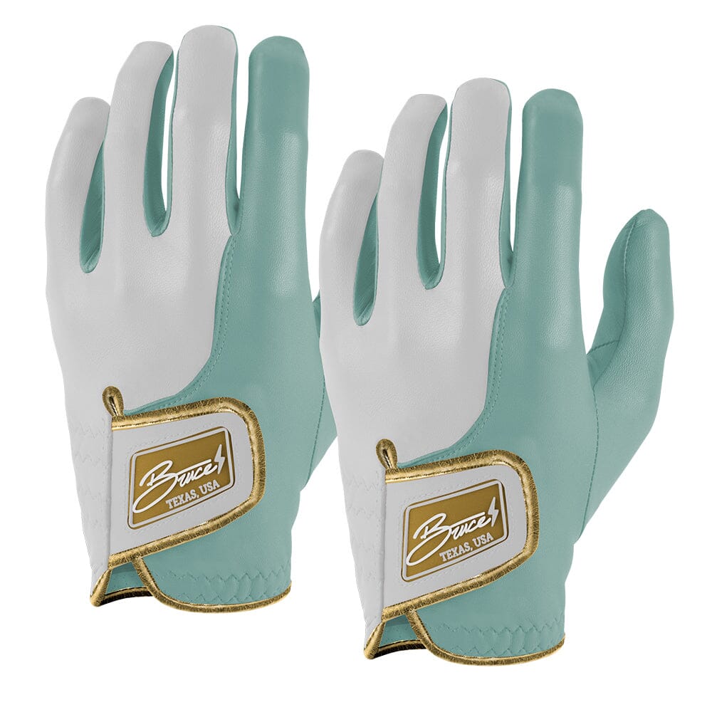 King of JUCO Creator Series Golf Gloves (On Left, 2-Pack) - Mint/Gold- quickbuy