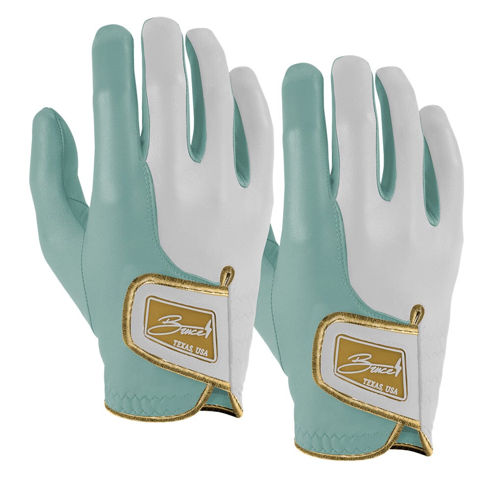 King of JUCO Creator Series Golf Gloves (On Right, 2-Pack) - Mint/Gold- quickbuy