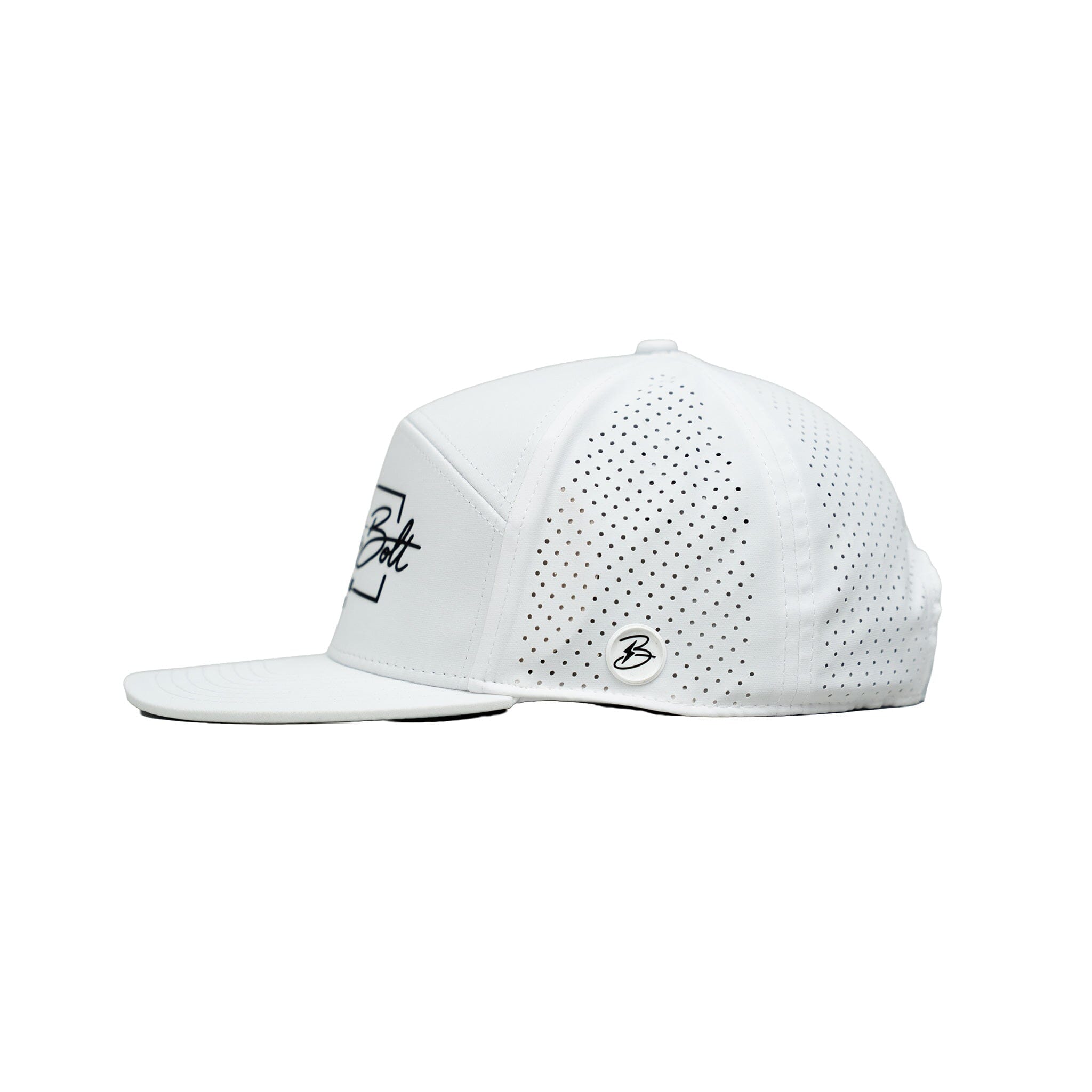 "BRUCE BOLT" Golf Performance Snapback Hat - White- thumb 2