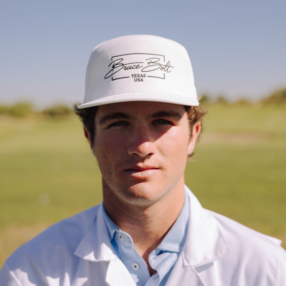 "BRUCE BOLT" Golf Performance Snapback Hat - White- thumb 7