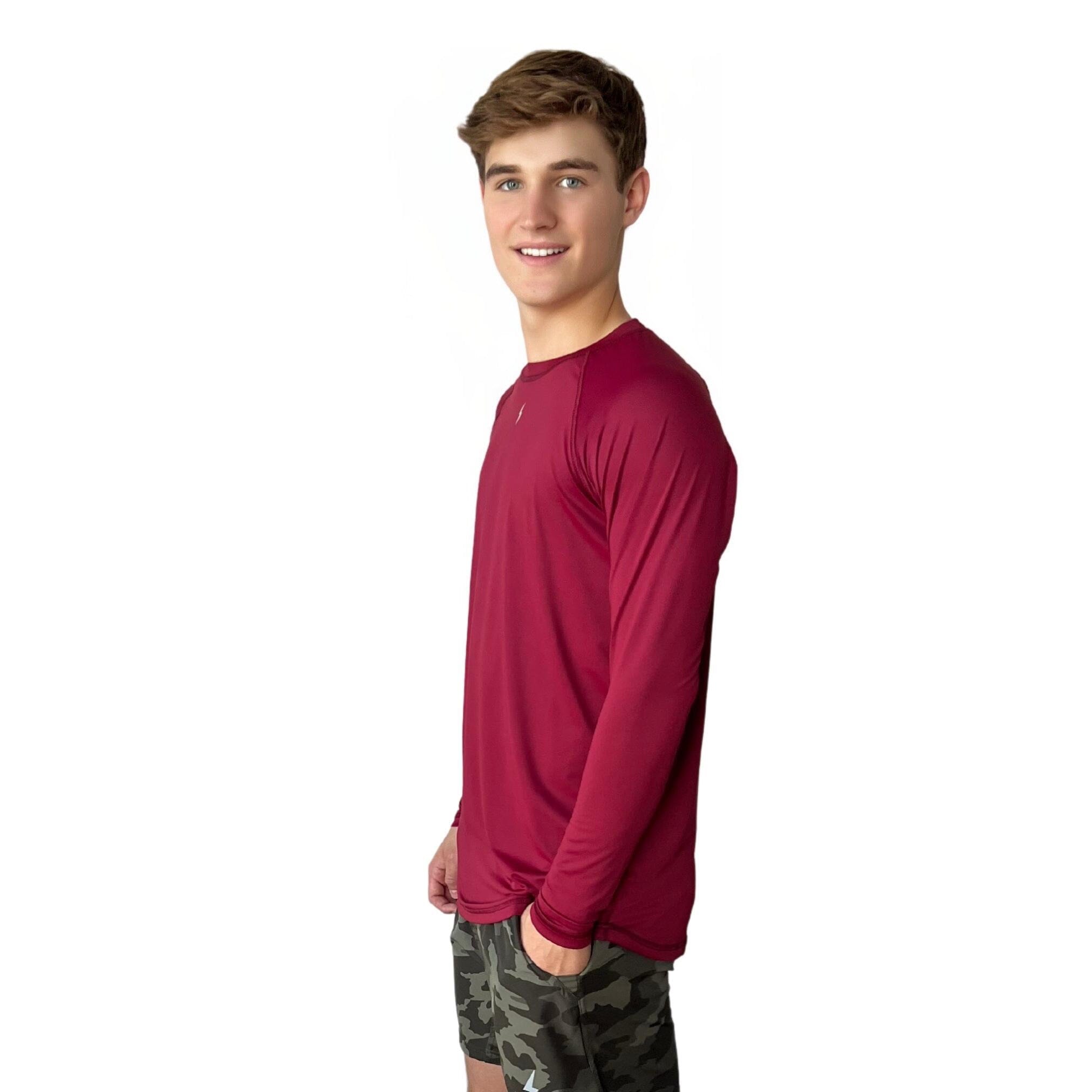 Performance Long Sleeve Shirt - Maroon- quickbuy
