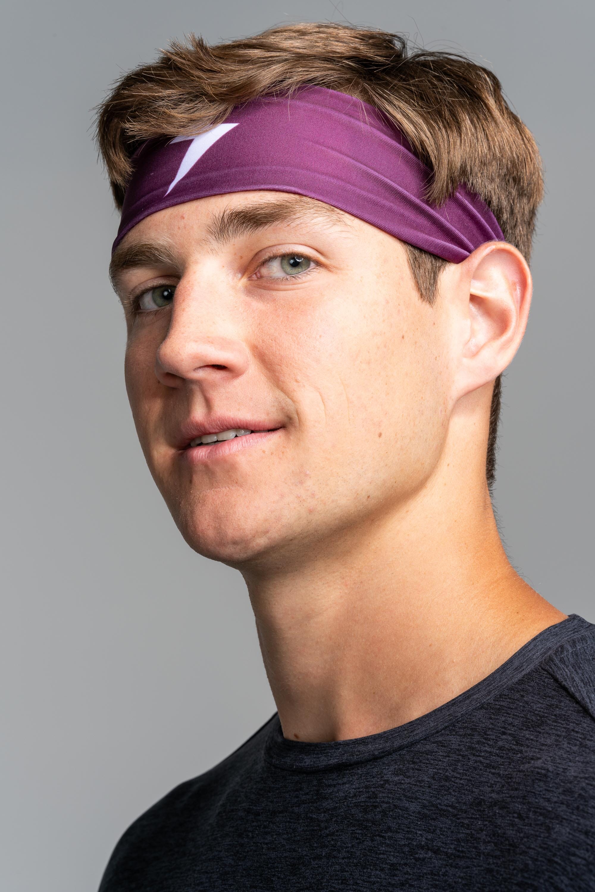 Performance Wide Headband - Maroon- thumb 1