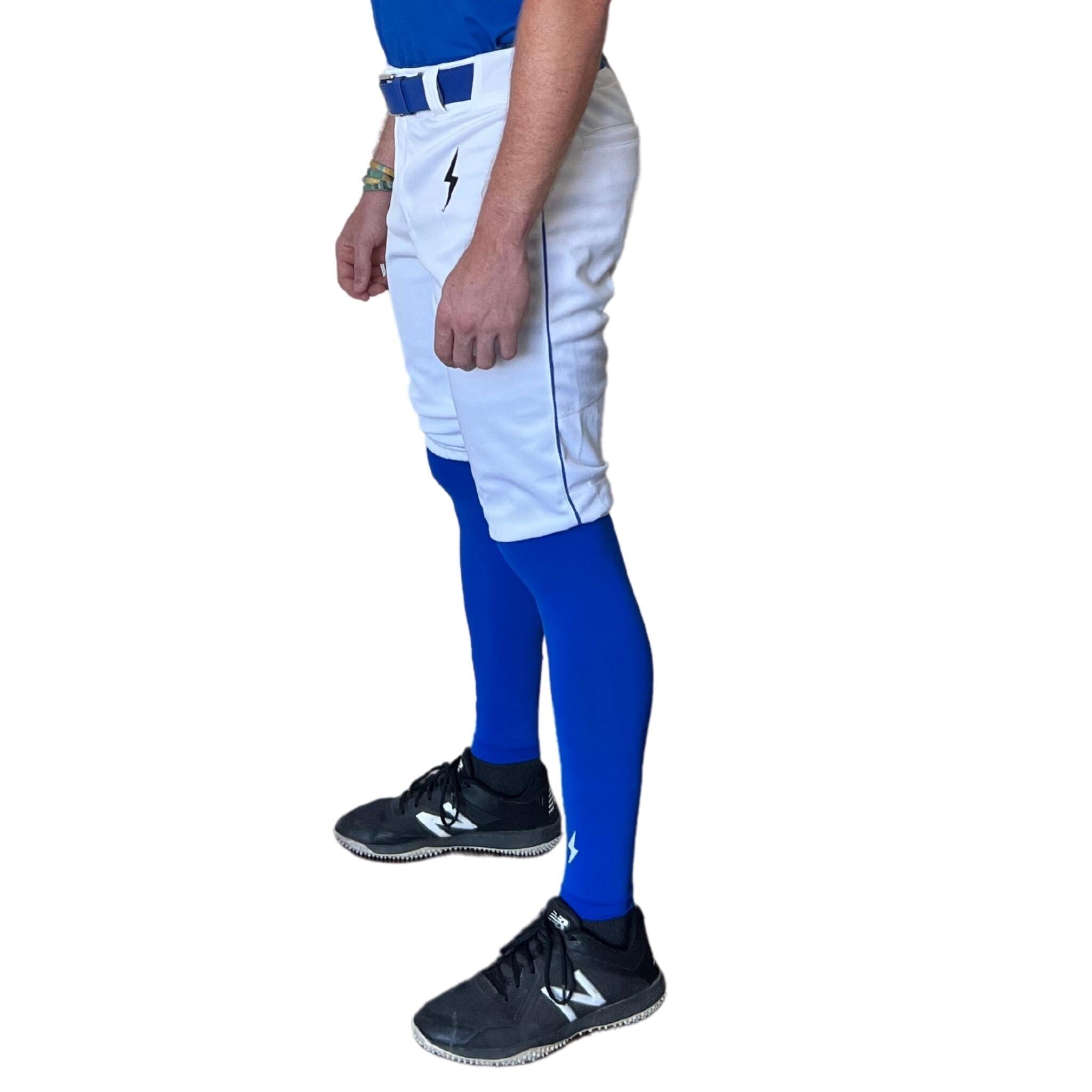 Premium Pro Baseball Short Pant w/ Piping - White/Royal Blue- quickbuy
