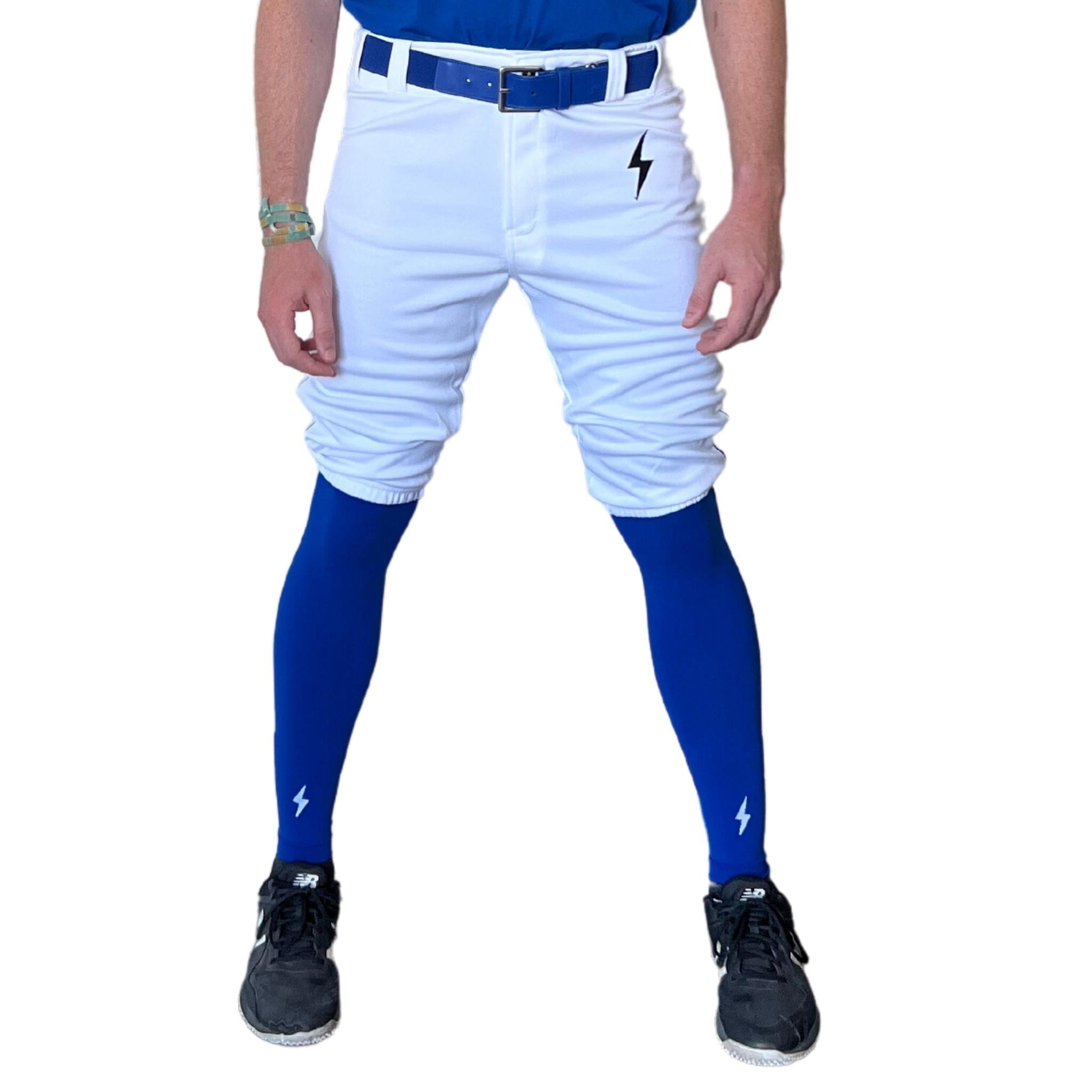 Premium Pro Baseball Short Pant w/ Piping - White/Royal Blue- quickbuy