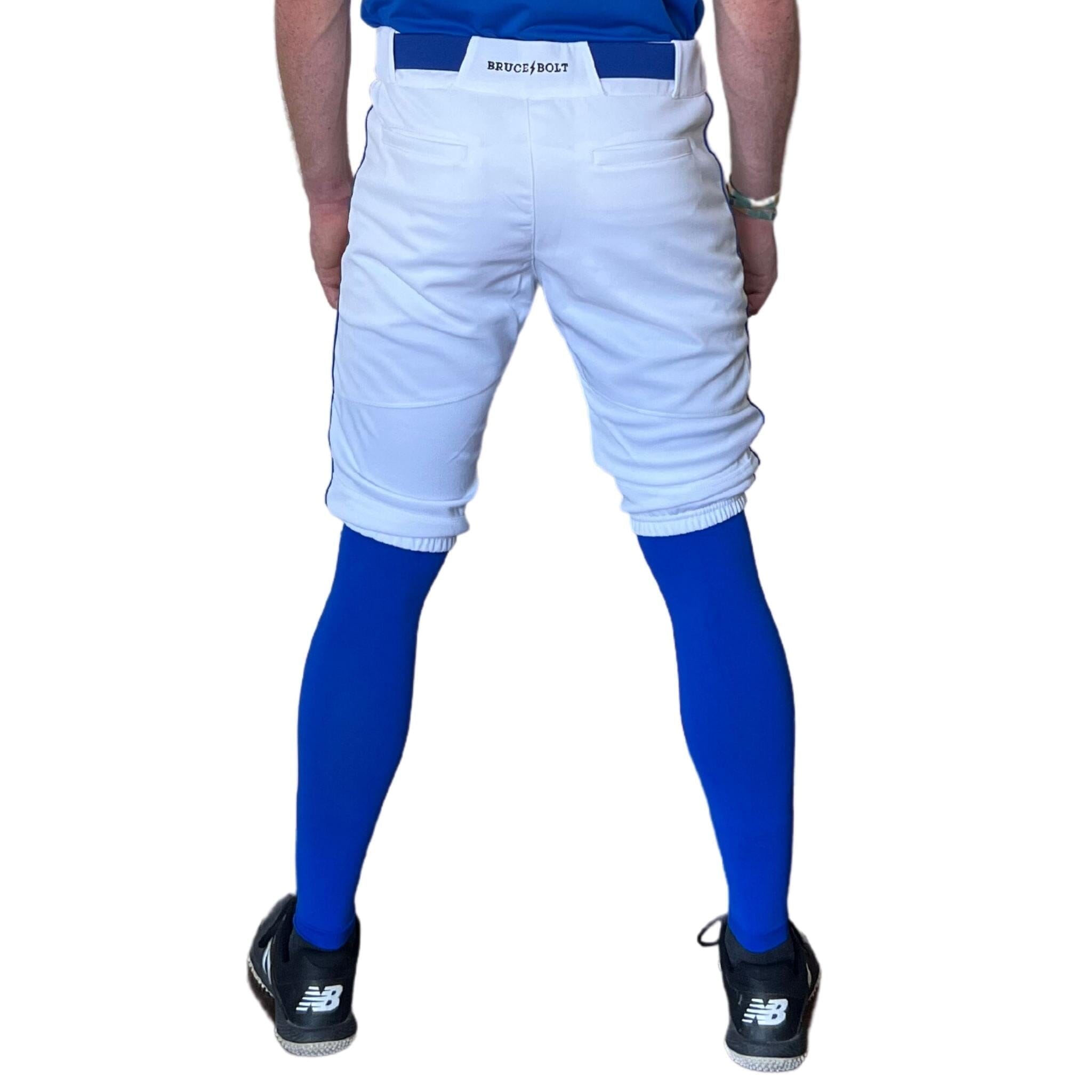 Premium Pro Baseball Short Pant w/ Piping - White/Royal Blue- thumb 3