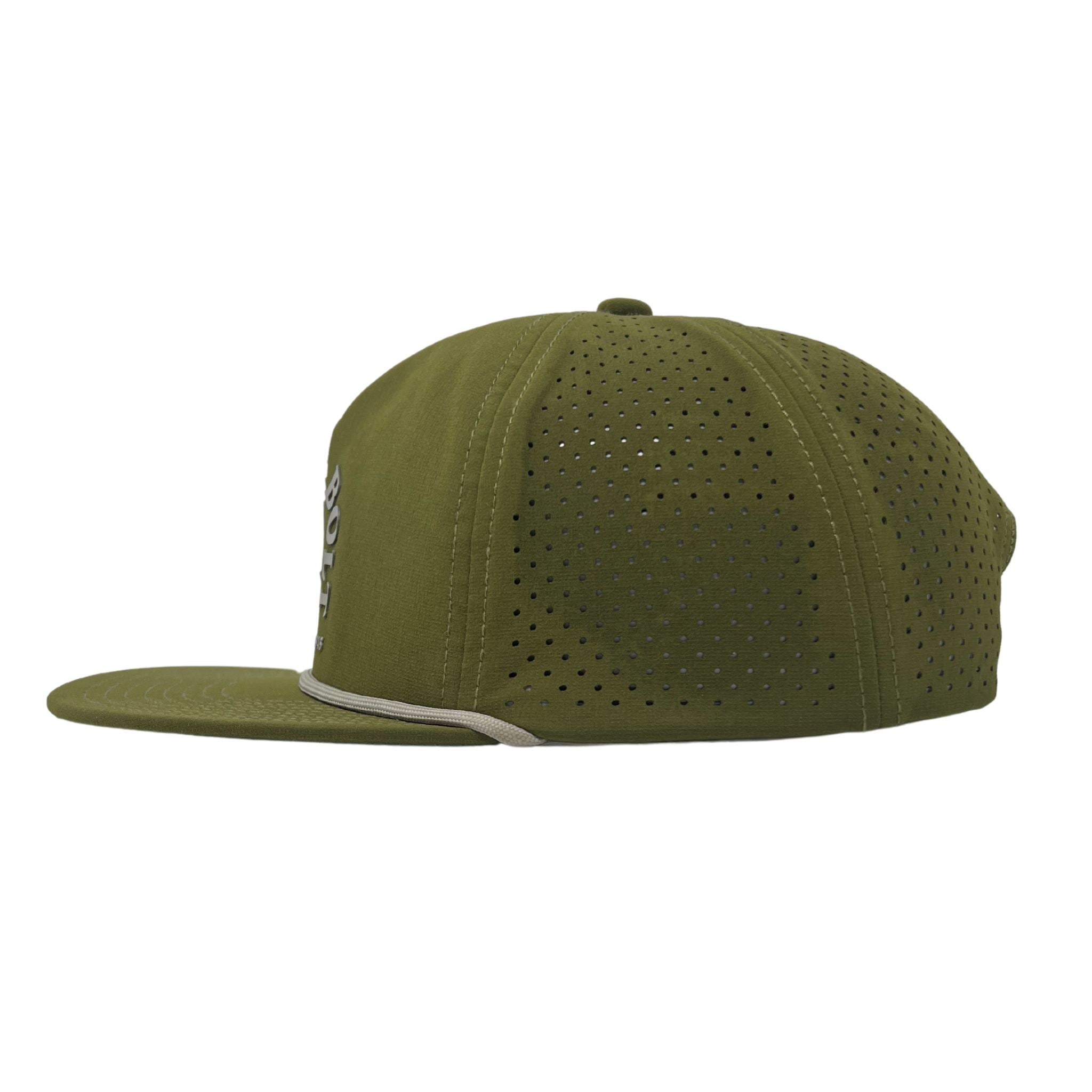 "BRUCE BOLT" Curved Logo Rope Hat - Olive Green- thumb 3