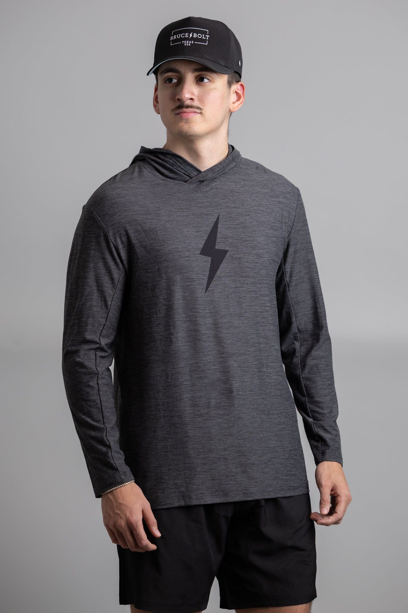 SuperSoft BOLT Long Sleeve Hoodie - Charcoal- quickbuy