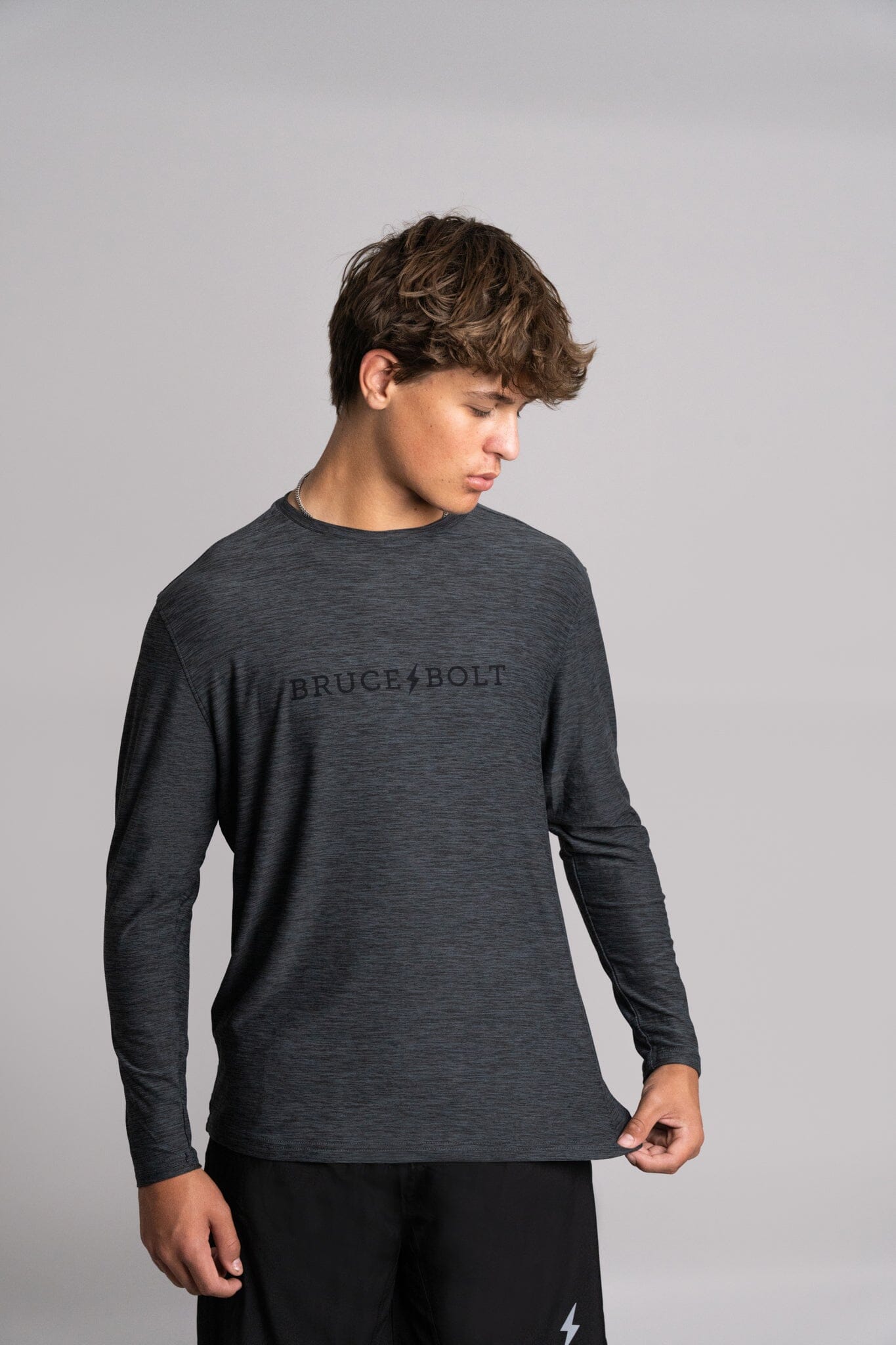 "BRUCE BOLT" SuperSoft Long Sleeve - Charcoal- thumb 3
