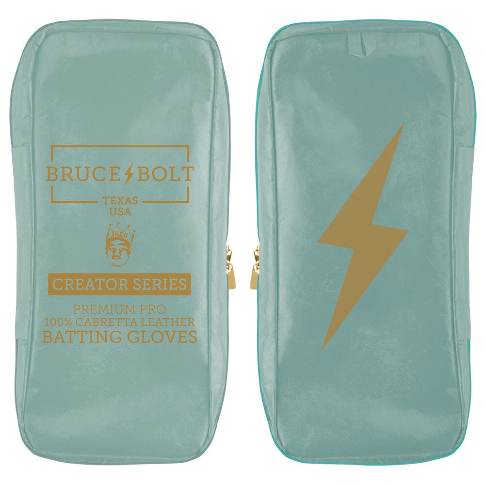 King of JUCO Creator Series Long Cuff Batting Gloves - Mint/Gold- thumb 8