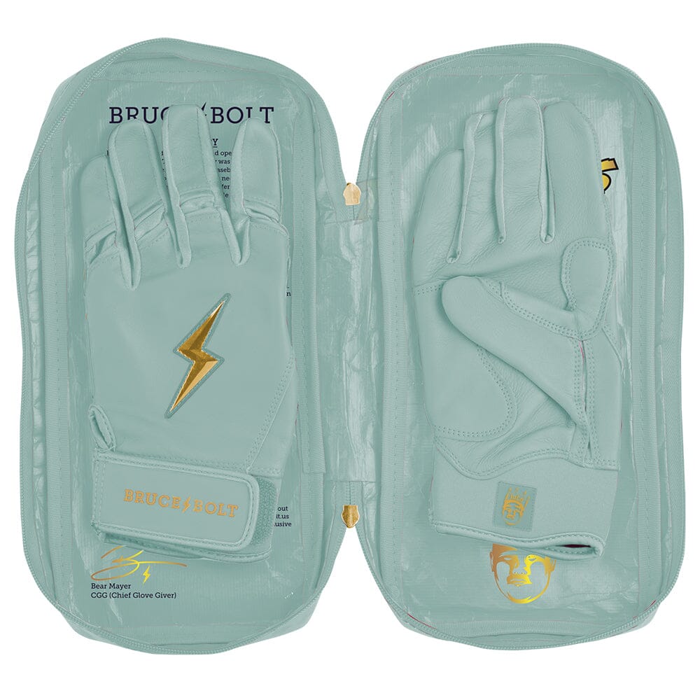 King of JUCO Creator Series Short Cuff Batting Gloves - Mint/Gold- thumb 6