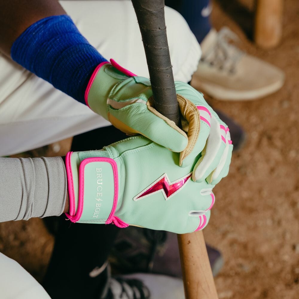 Fernando Tatis Jr. Signature Series Short Cuff Batting Gloves - Mint/Pink- thumb 6