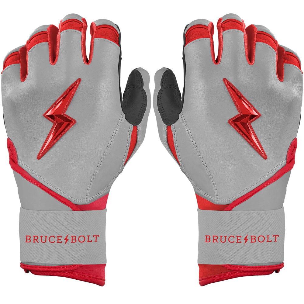 Grey Series Long Cuff Batting Gloves - Red- quickbuy