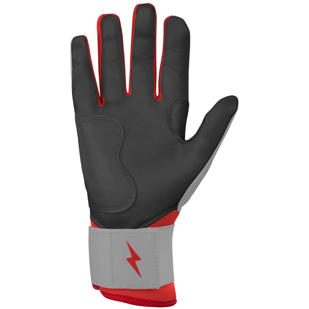 Grey Series Long Cuff Batting Gloves - Red- quickbuy