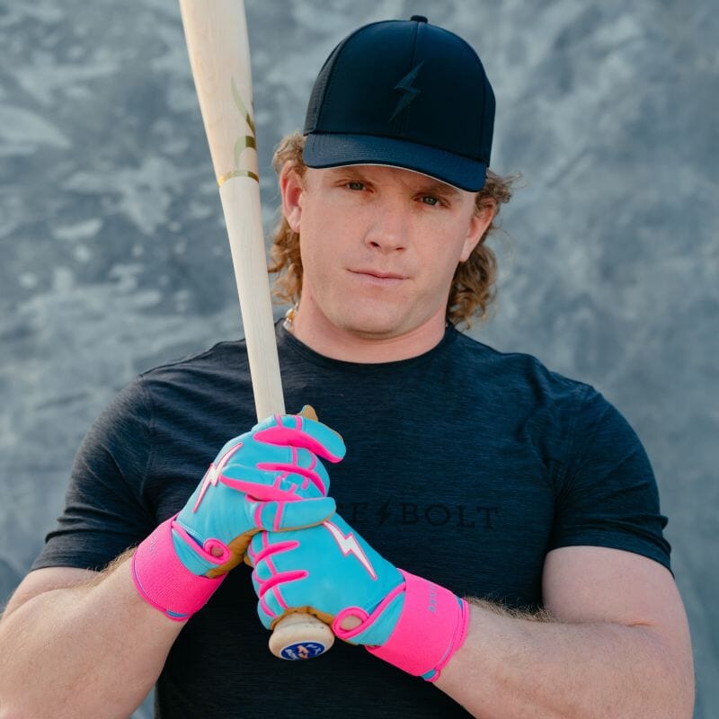 Harrison Bader Signature Series Long Cuff Batting Gloves - Blue/Pink- thumb 6