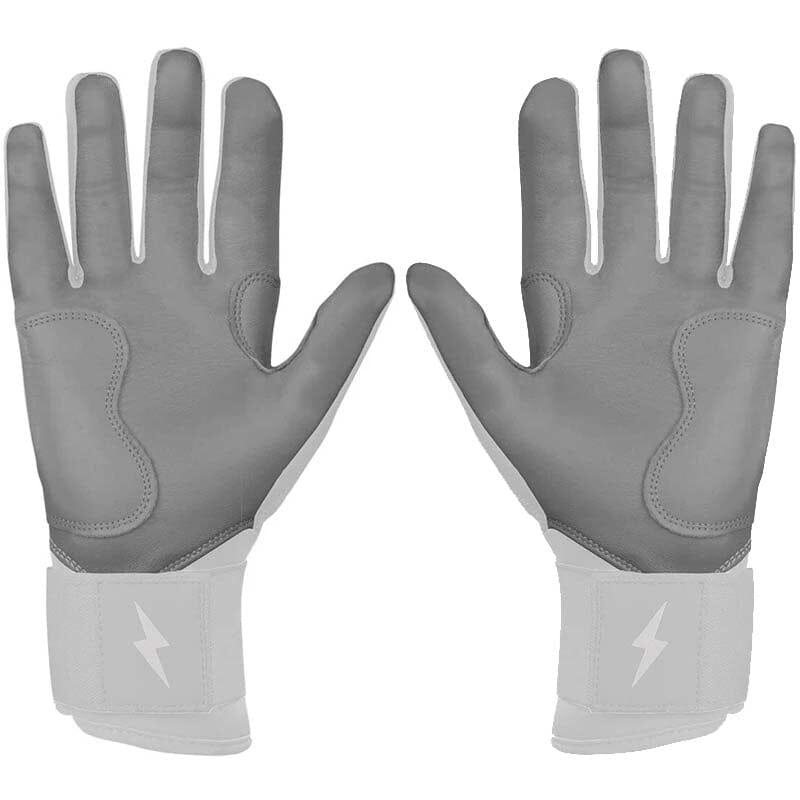 Personalized Chrome Series Long Cuff Batting Gloves - White- quickbuy