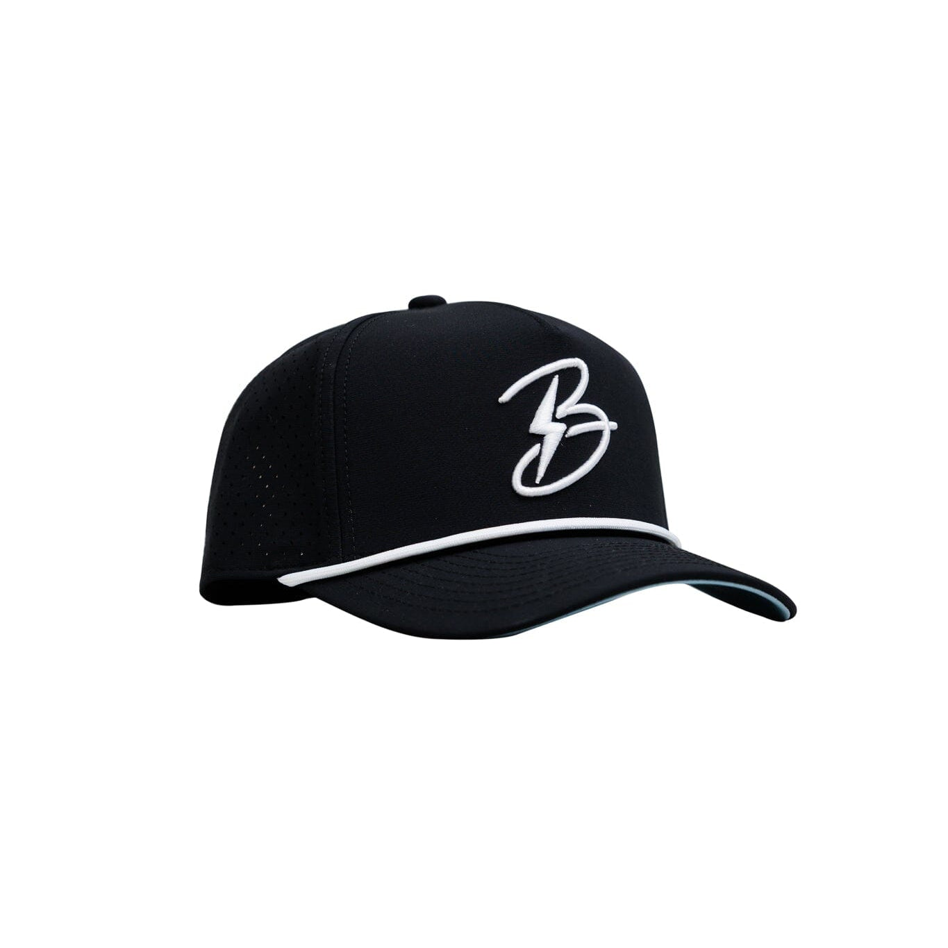 "Flying B" Pre-Curved Golf Rope Hat - Black- quickbuy