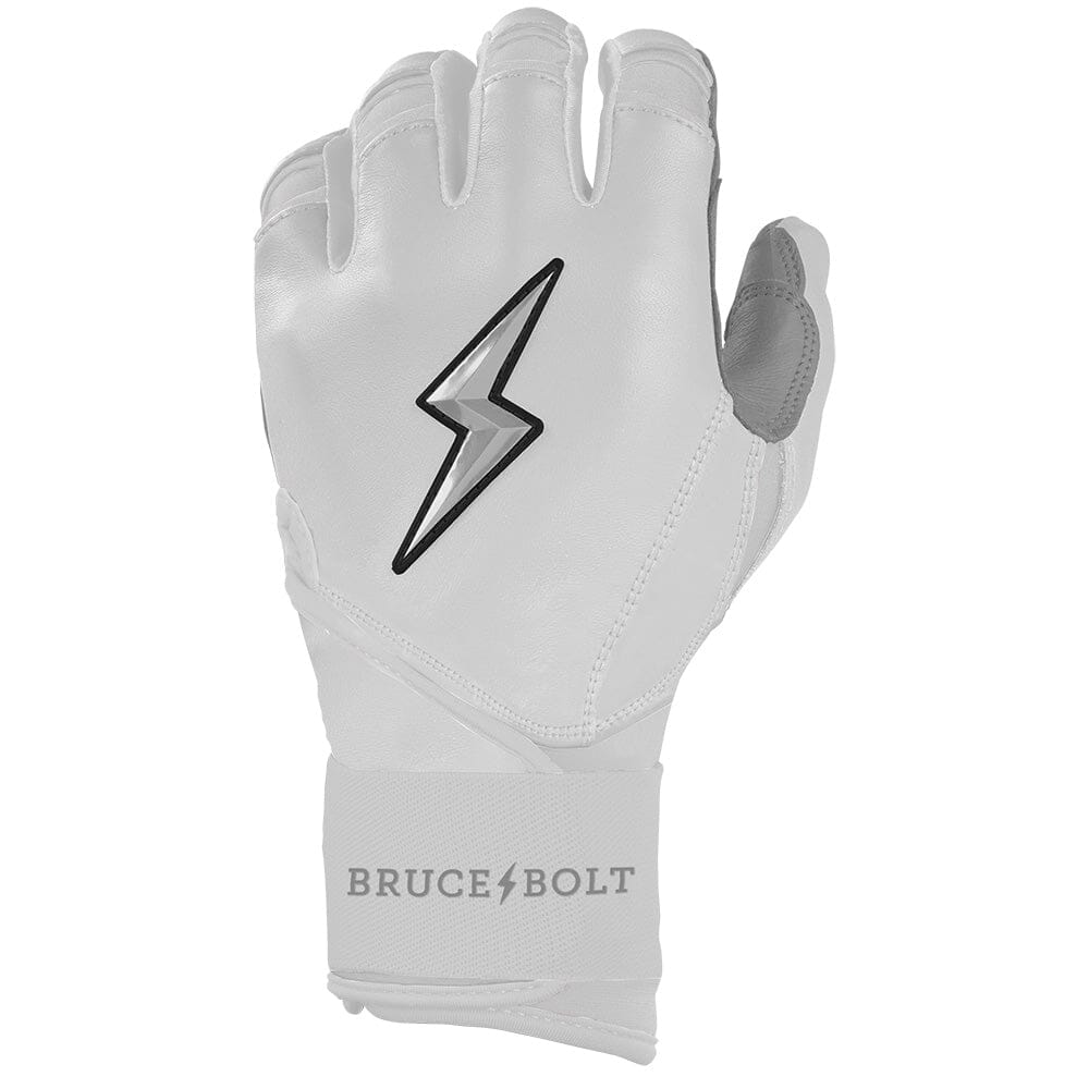 Chrome Series Long Cuff Batting Gloves - White- thumb 3