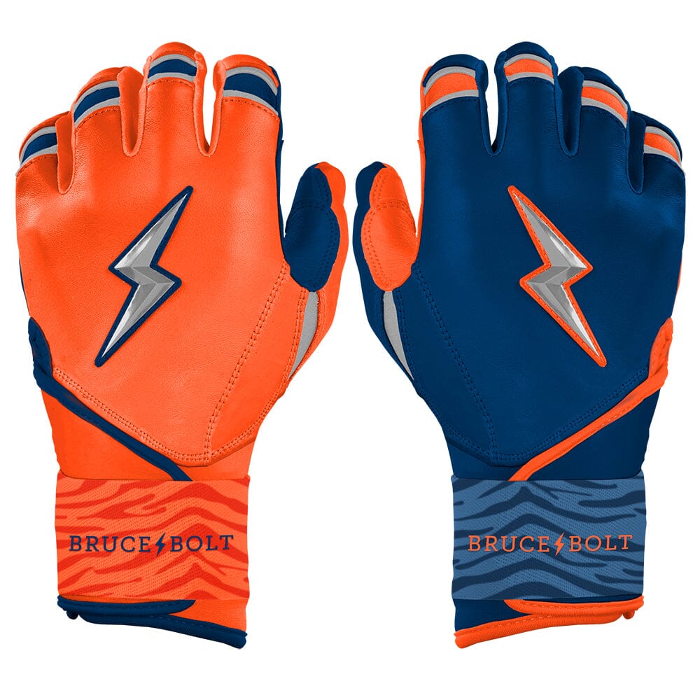 Max Clark Signature Series Long Cuff Batting Gloves - Navy/Orange- thumb 1