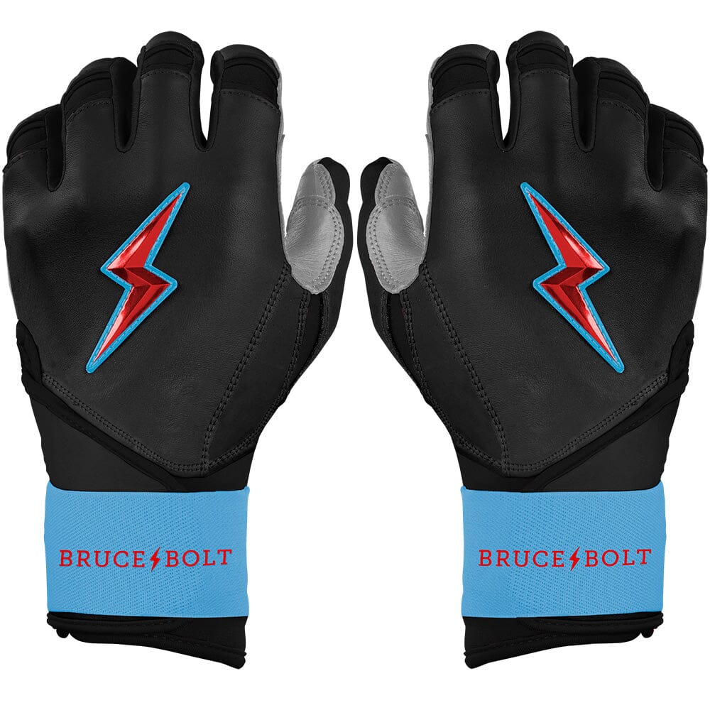 Long Cuff Black Batting Gloves | BRUCE BOLT Miami Series