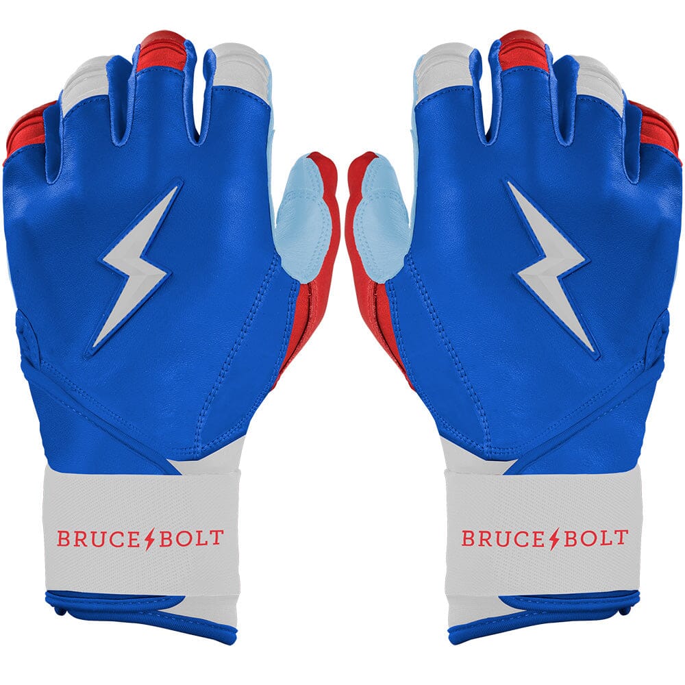Bear Series Long Cuff Batting Gloves - Red, White & Blue- thumb 1