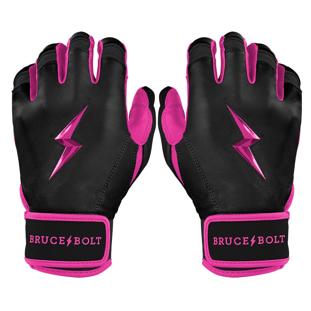 Short Cuff Black & Hot Pink Batting Gloves | BRUCE BOLT