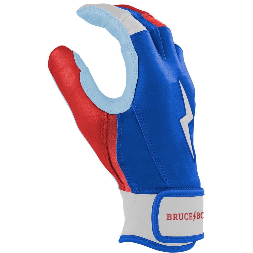 Bear Series Short Cuff Batting Gloves - Red, White & Blue- thumb 5
