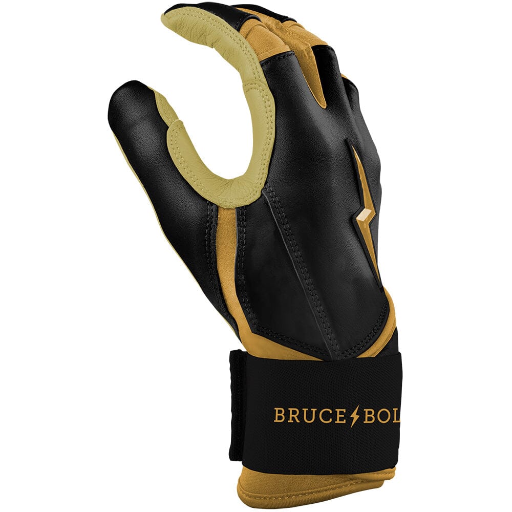 Gold Series Long Cuff Batting Gloves - Black/Gold- thumb 5