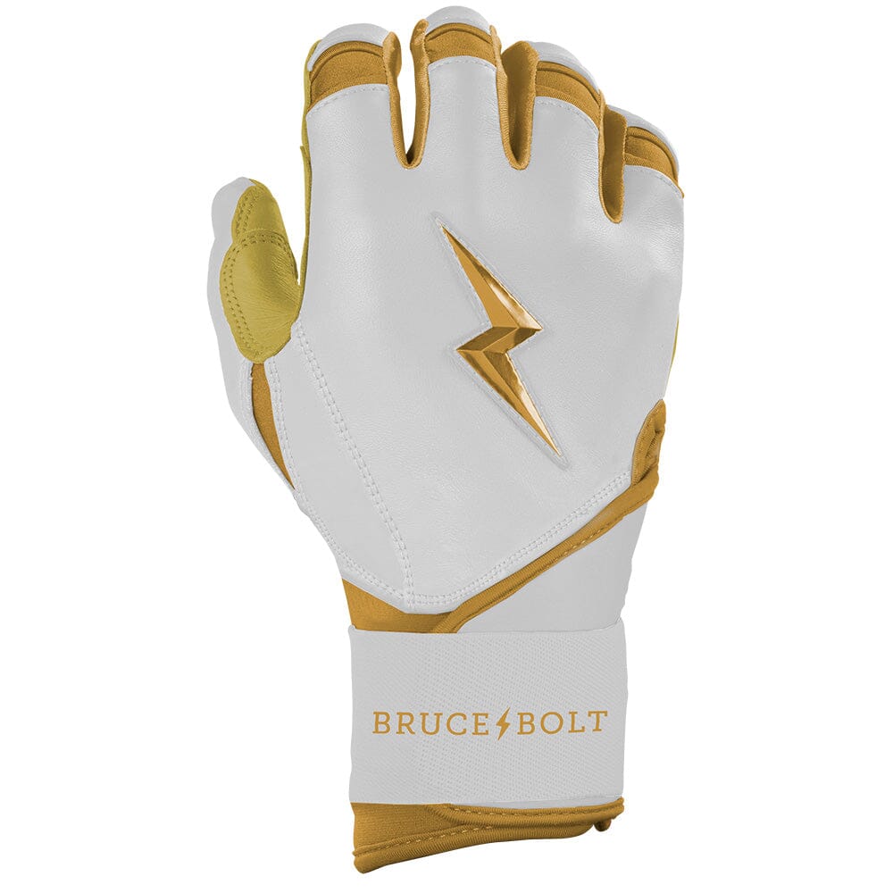 Gold Series Long Cuff Batting Gloves - White/Gold- thumb 4