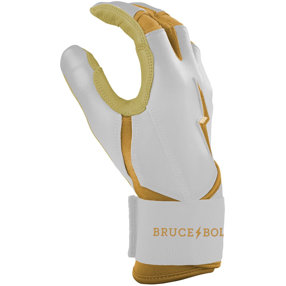 Gold Series Long Cuff Batting Gloves - White/Gold- thumb 5