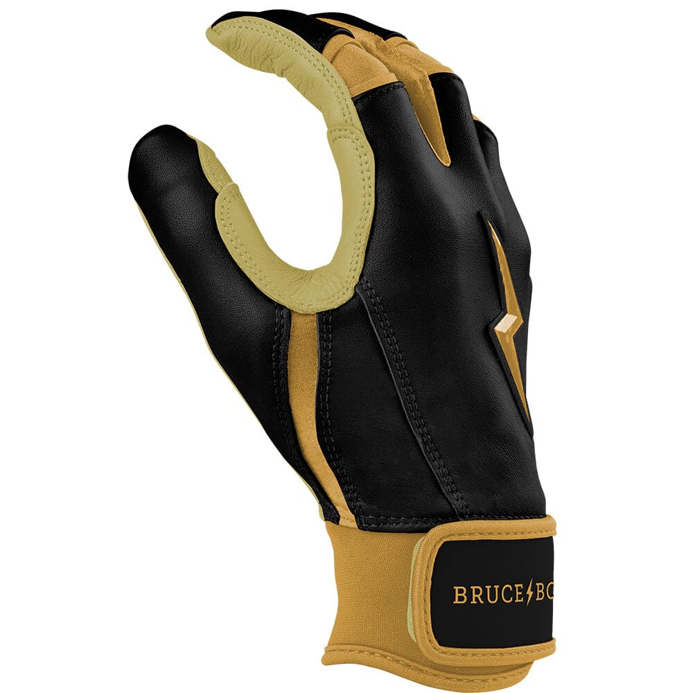 Gold Series Short Cuff Batting Gloves - Black/Gold- thumb 5