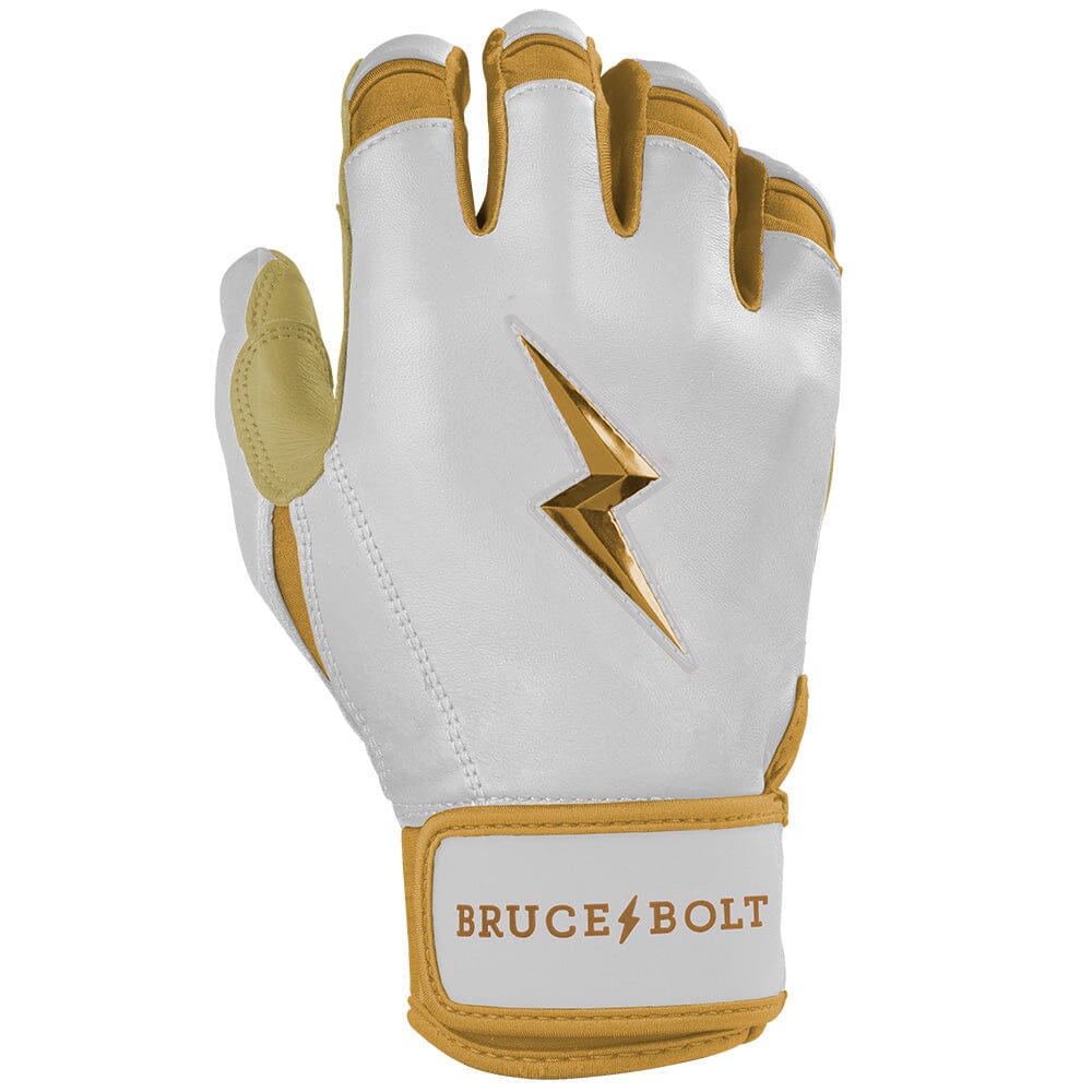 Gold Series Short Cuff Batting Gloves - White/Gold- thumb 4