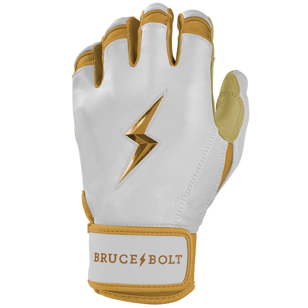 Gold Series Short Cuff Batting Gloves - White/Gold- thumb 3