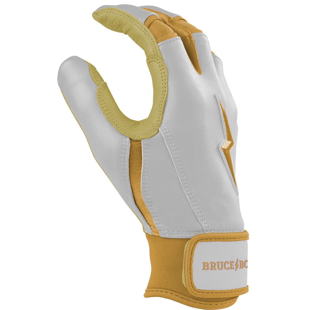 Gold Series Short Cuff Batting Gloves - White/Gold- thumb 5