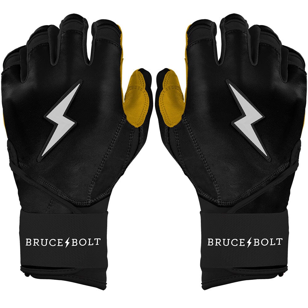 Black Leather Batting Gloves | BRUCE BOLT