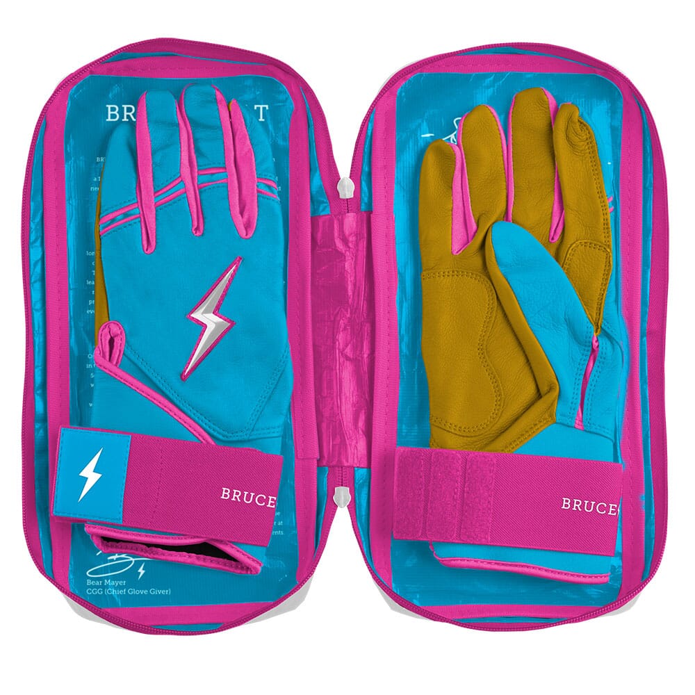 Harrison Bader Signature Series Long Cuff Batting Gloves - Blue/Pink- thumb 10
