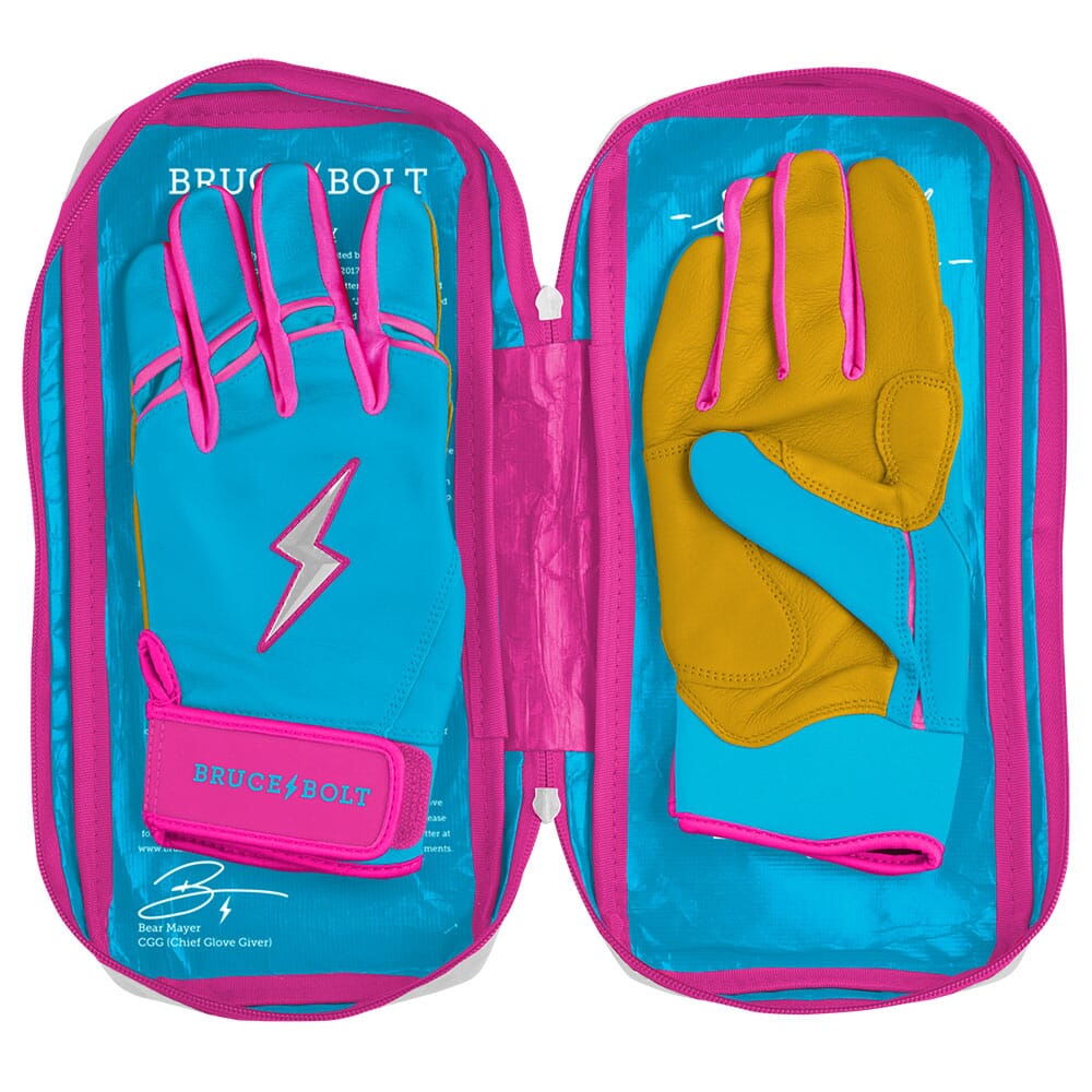 Harrison Bader Signature Series Short Cuff Batting Gloves - Blue/Pink- thumb 8