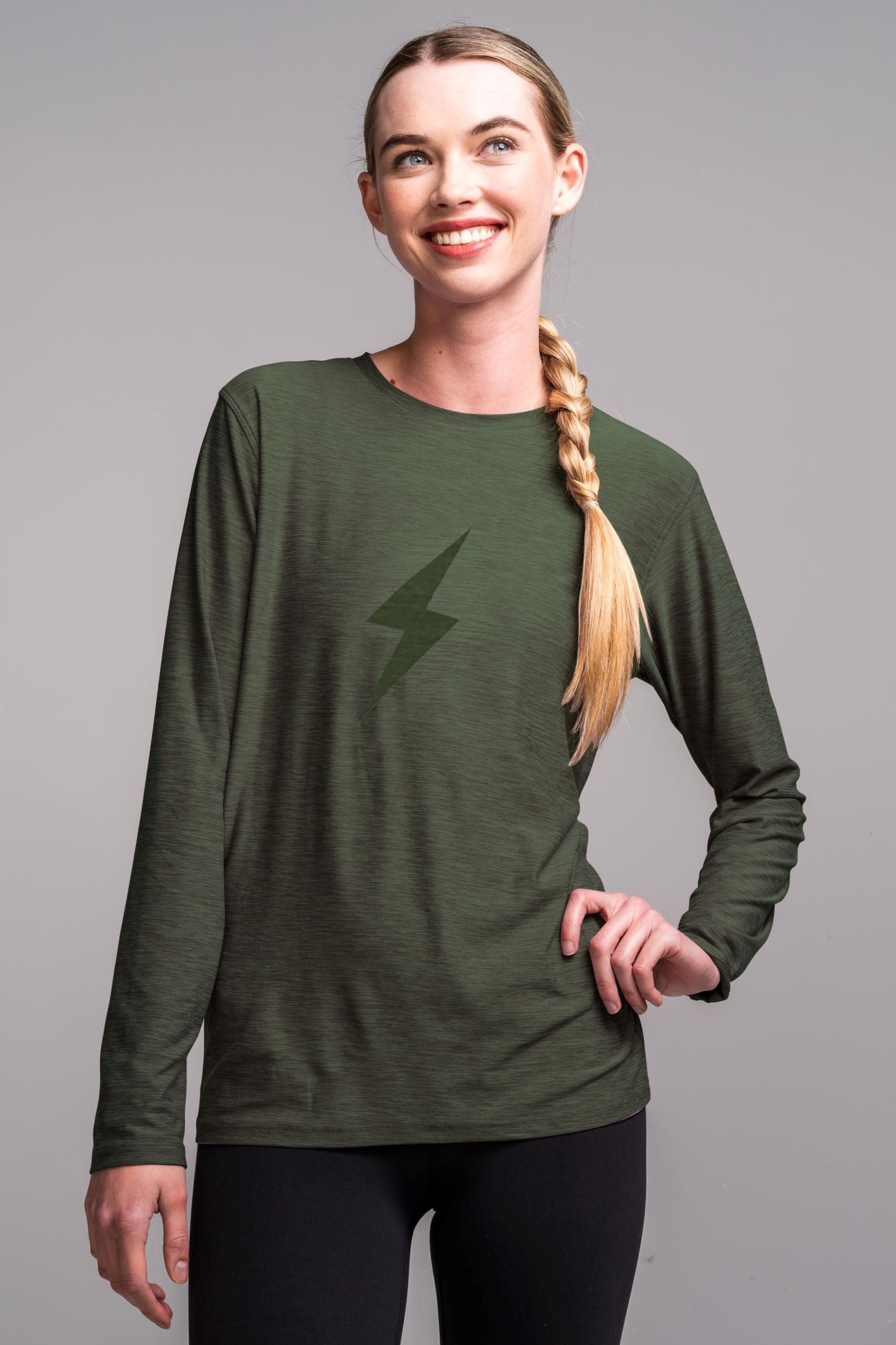 Women's SuperSoft BOLT Long Sleeve Shirt - Olive Green- quickbuy
