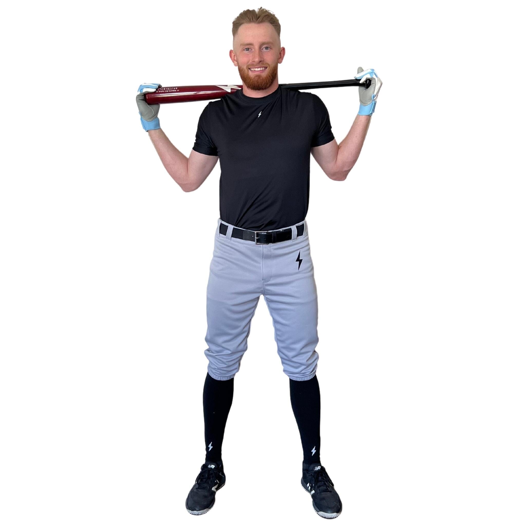 Premium Pro Baseball Knicker Pant w/ Piping - Grey/Black- thumb 4