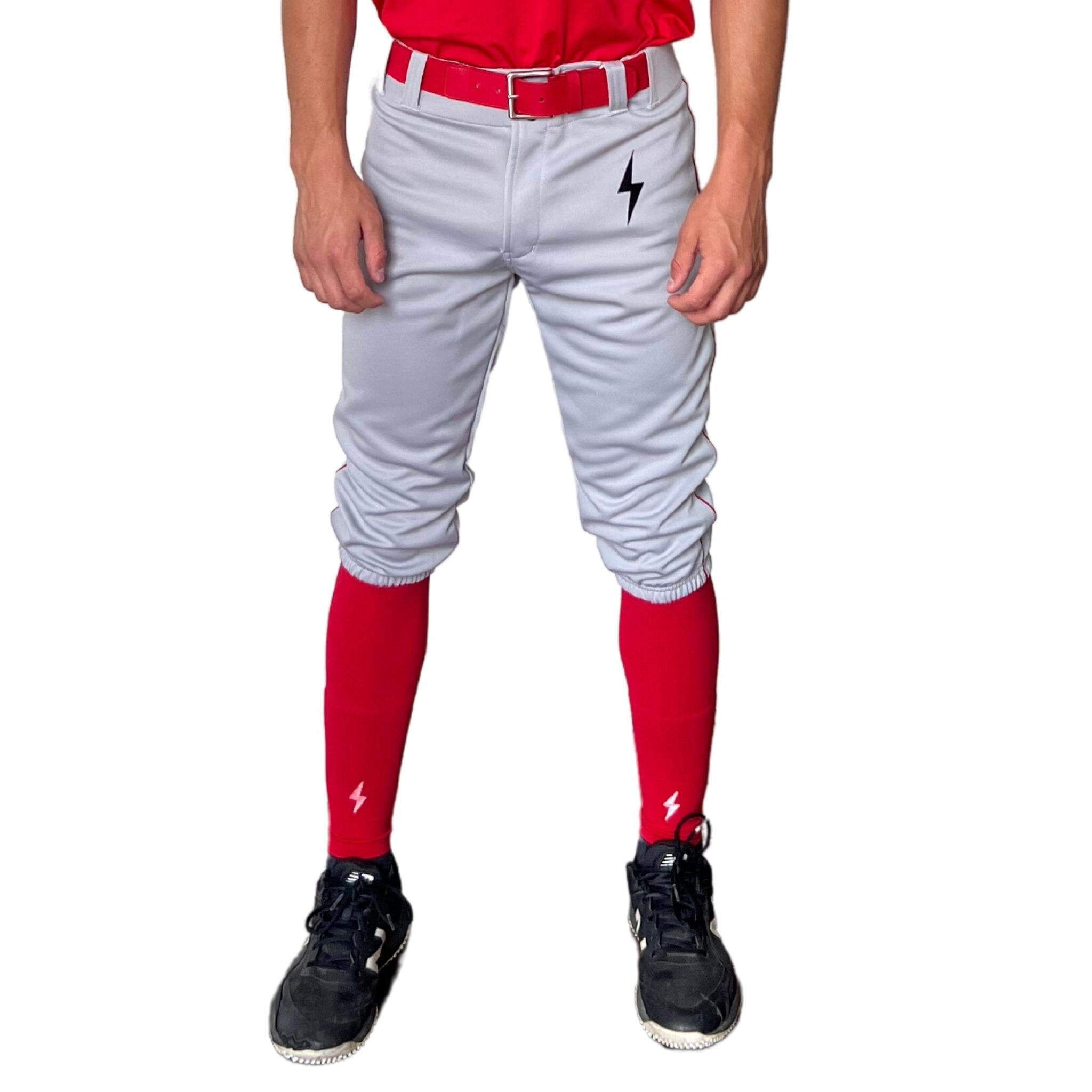Premium Pro Baseball Knicker Pant w/ Piping - Grey/Red- quickbuy