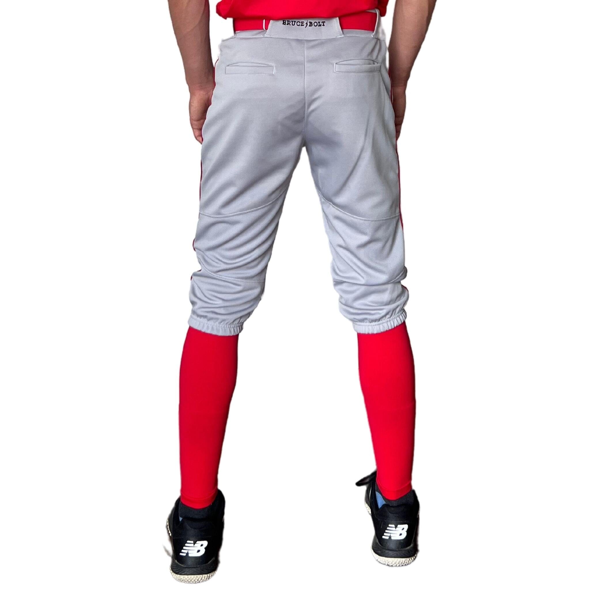 Premium Pro Baseball Knicker Pant w/ Piping - Grey/Red- thumb 3