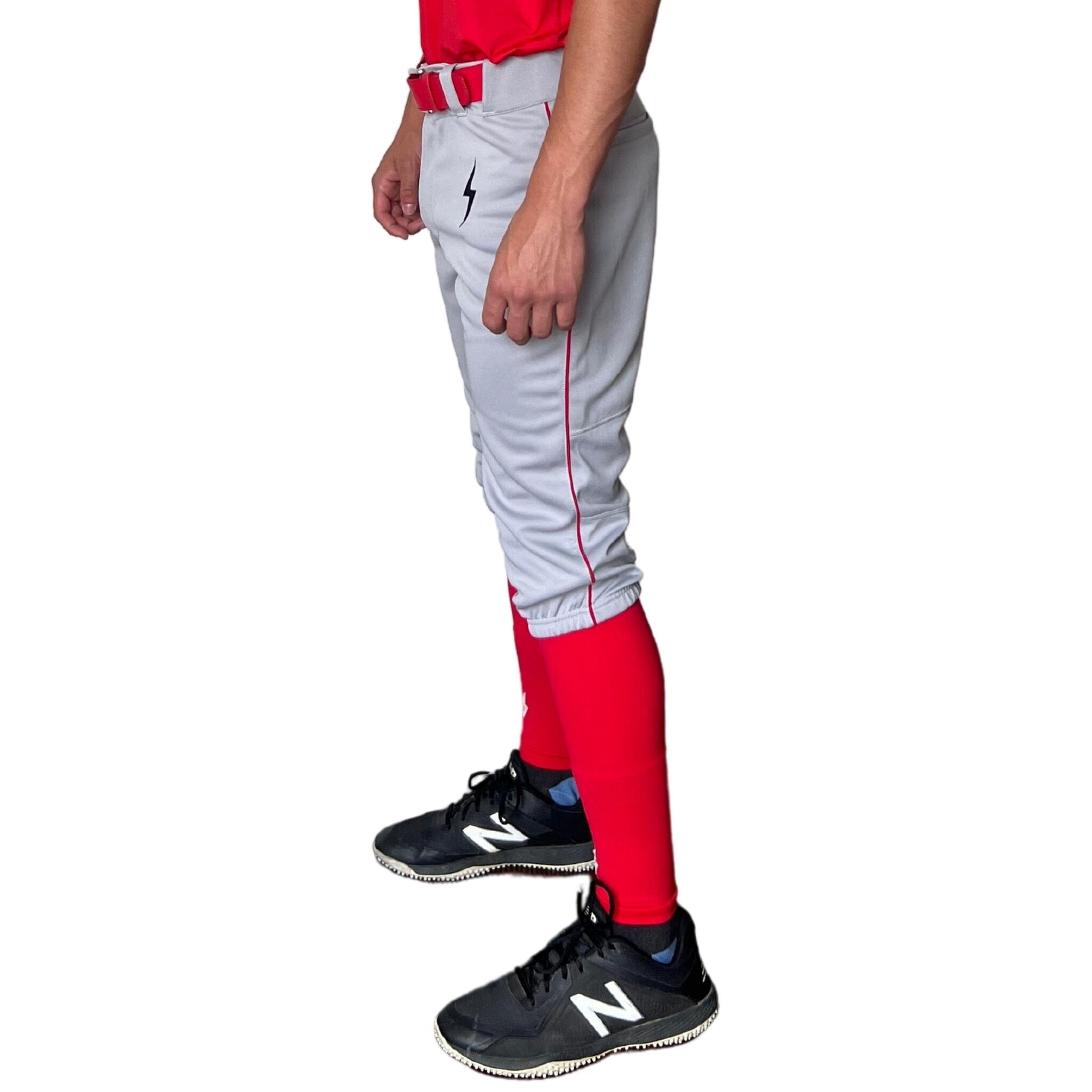 Premium Pro Baseball Knicker Pant w/ Piping - Grey/Red- quickbuy