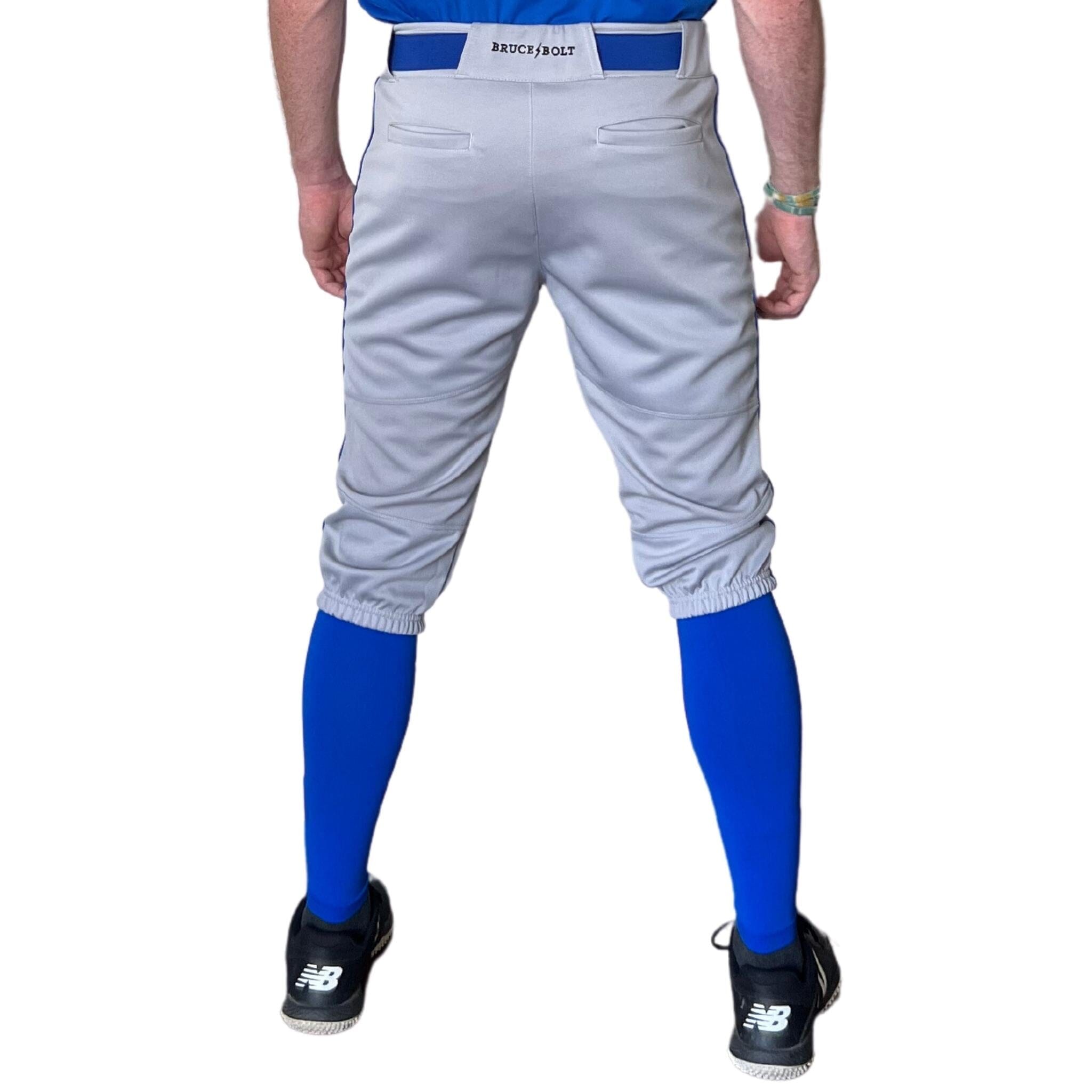 Premium Pro Baseball Knicker Pant w/ Piping - Grey/Royal Blue- thumb 3