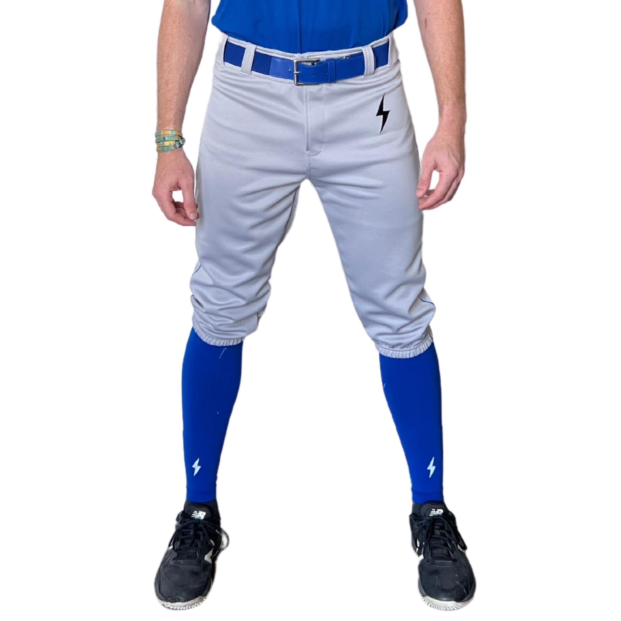 Premium Pro Baseball Knicker Pant w/ Piping - Grey/Royal Blue- quickbuy