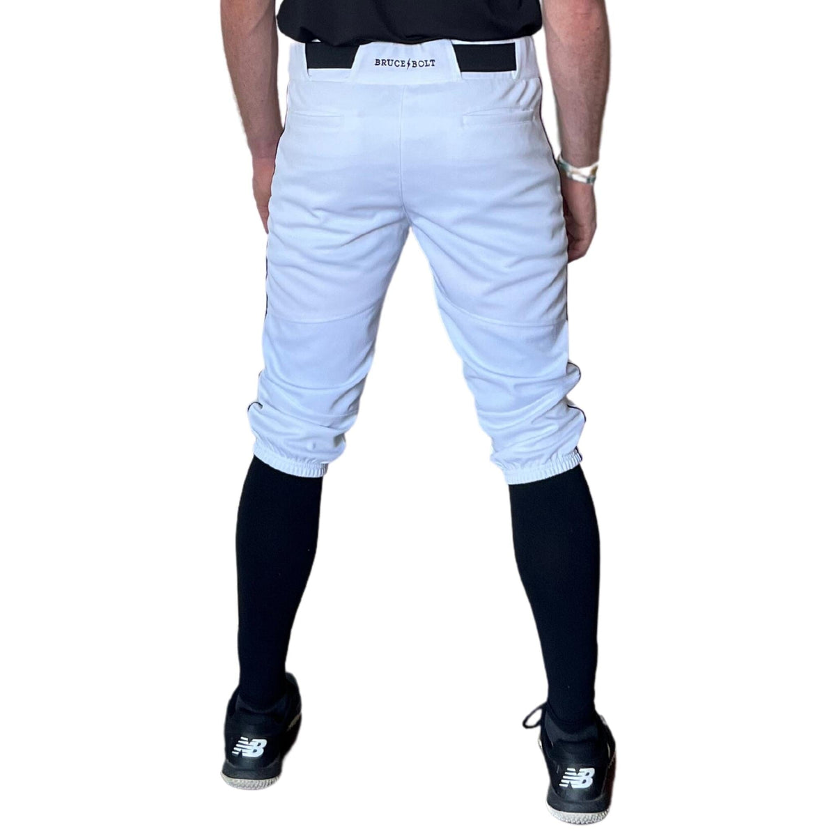 BRUCE BOLT Premium Pro Baseball Knicker - WHITE w/ Black