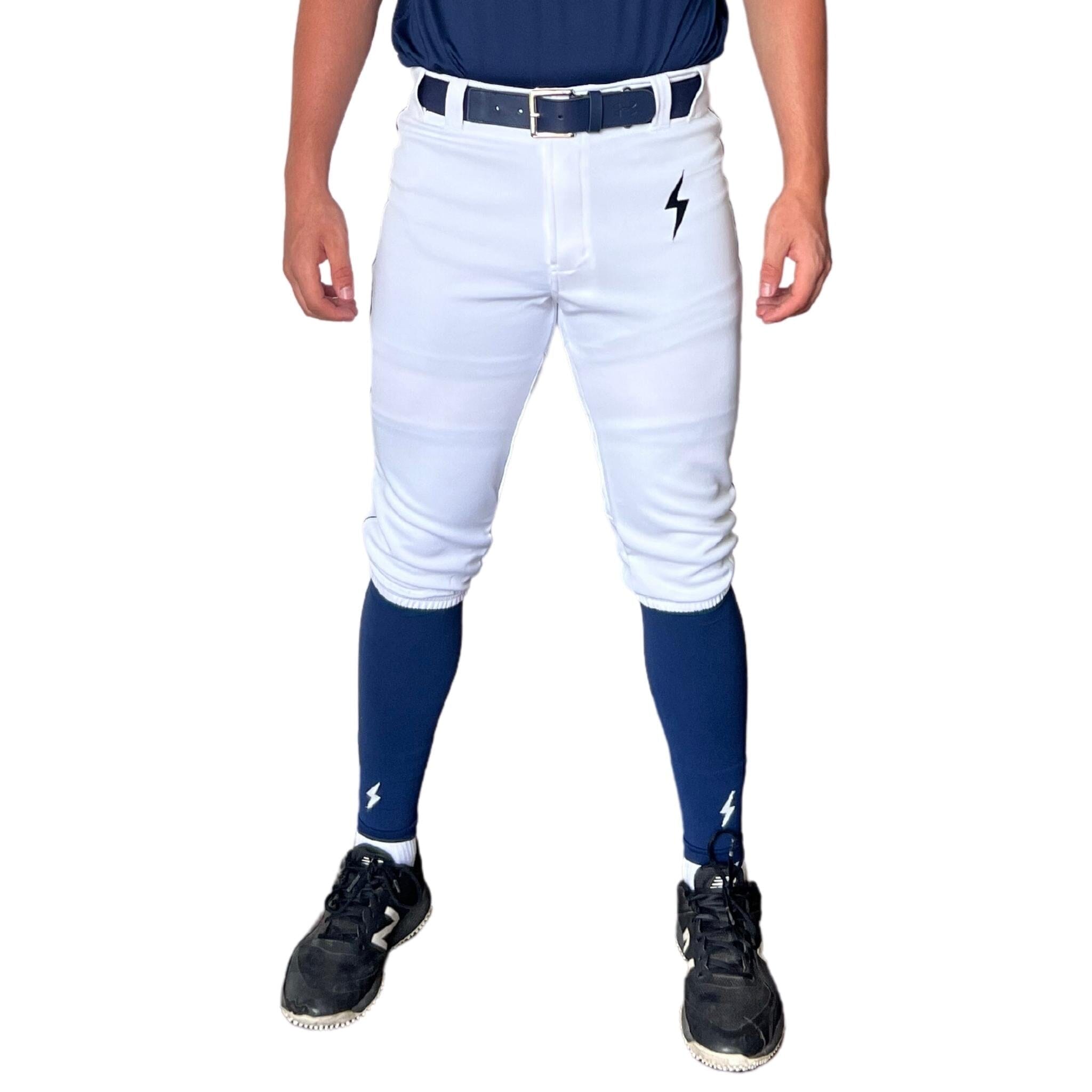 Premium Pro Baseball Knicker Pant w/ Piping - White/Navy- quickbuy