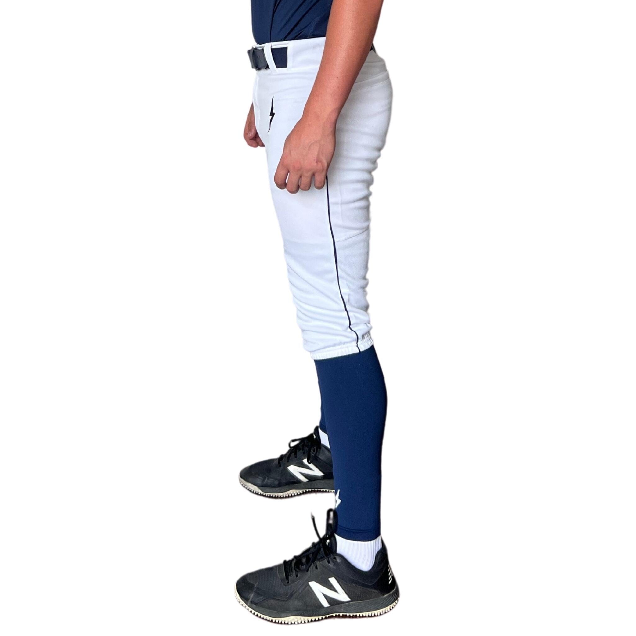 Premium Pro Baseball Knicker Pant w/ Piping - White/Navy- quickbuy