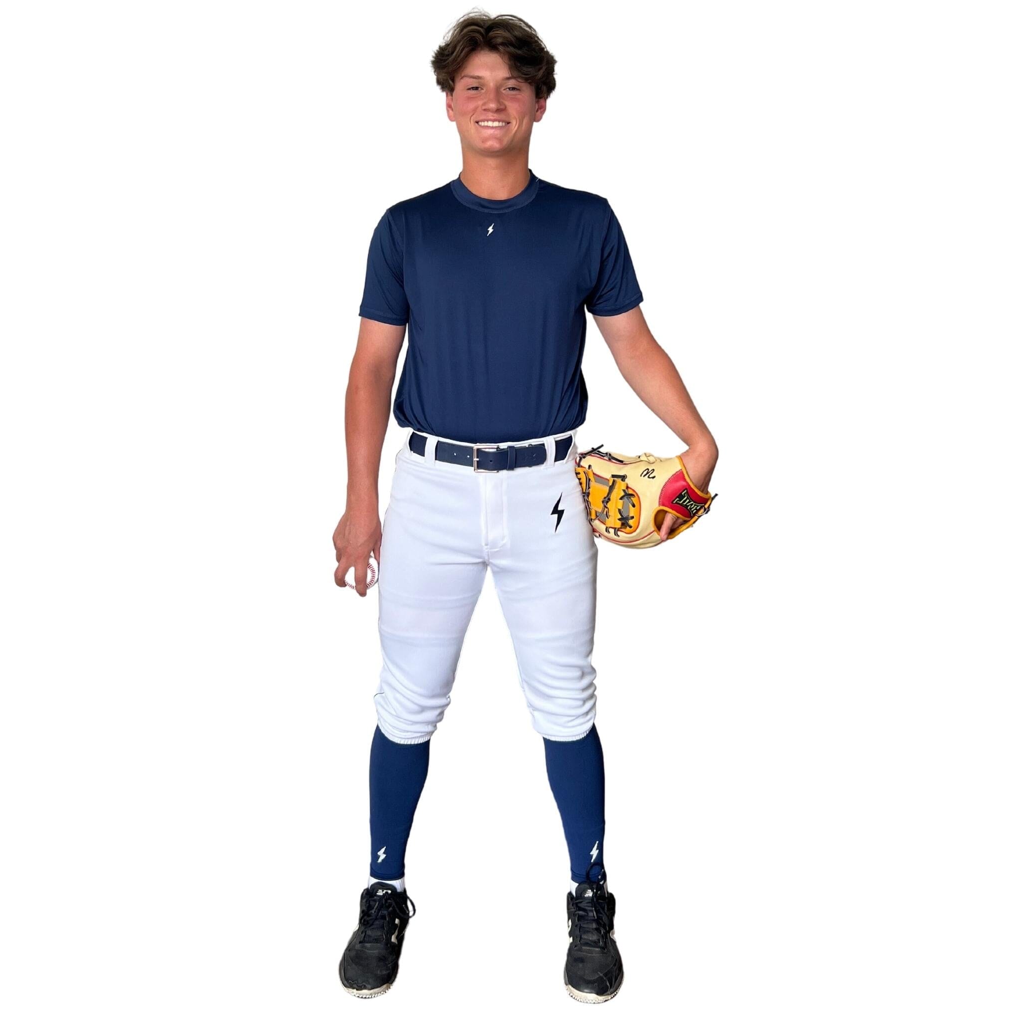 Premium Pro Baseball Knicker Pant w/ Piping - White/Navy- thumb 4